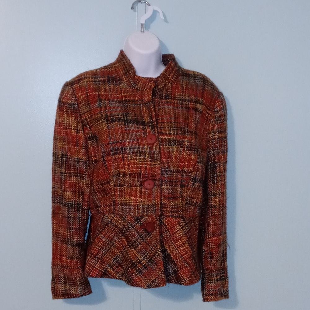 Coldwater Creek Multi Color‎ Jacket 3 Buttons- Octagon Shape  Size 10